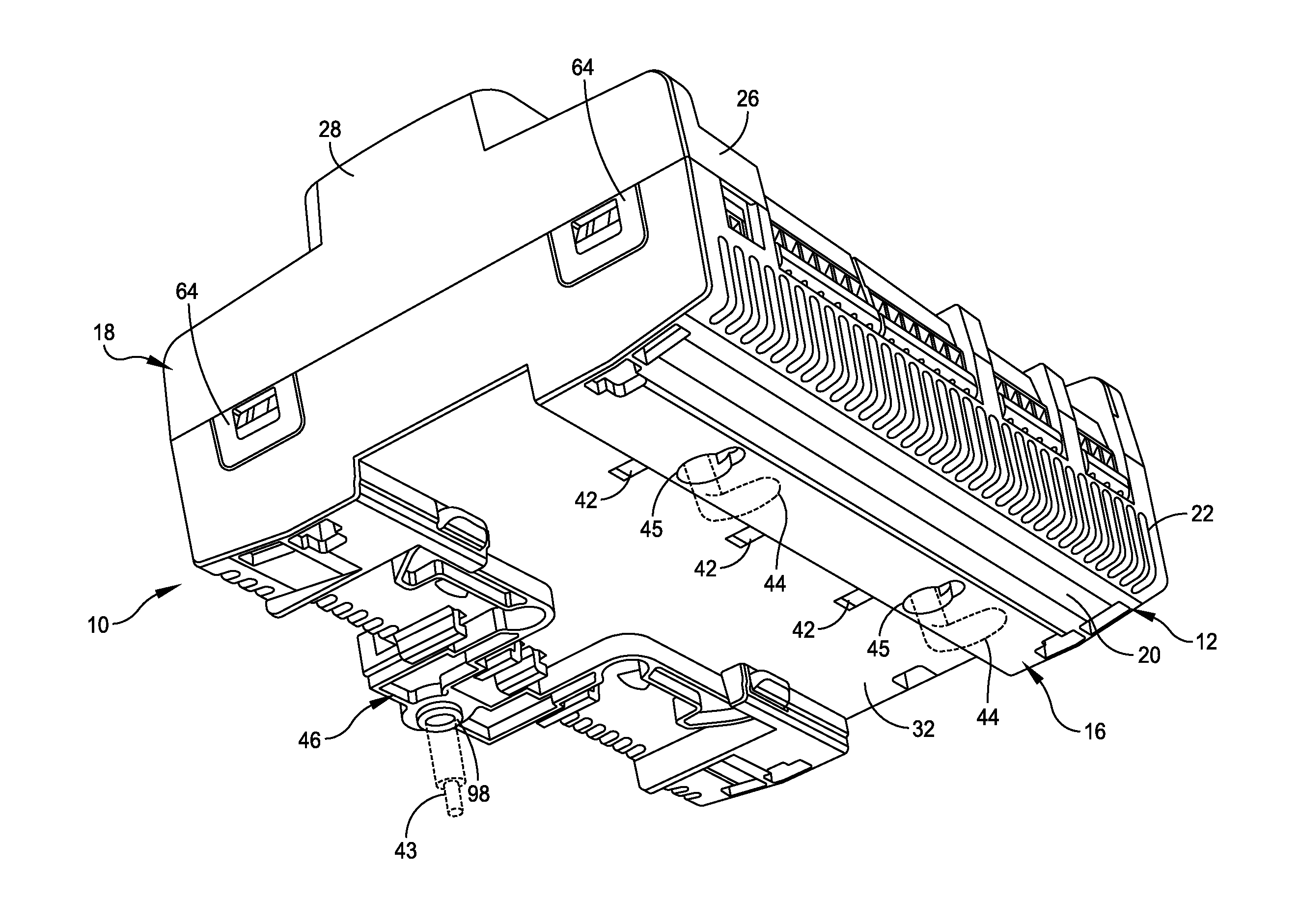 Din rail mounted enclosure assembly and method of use