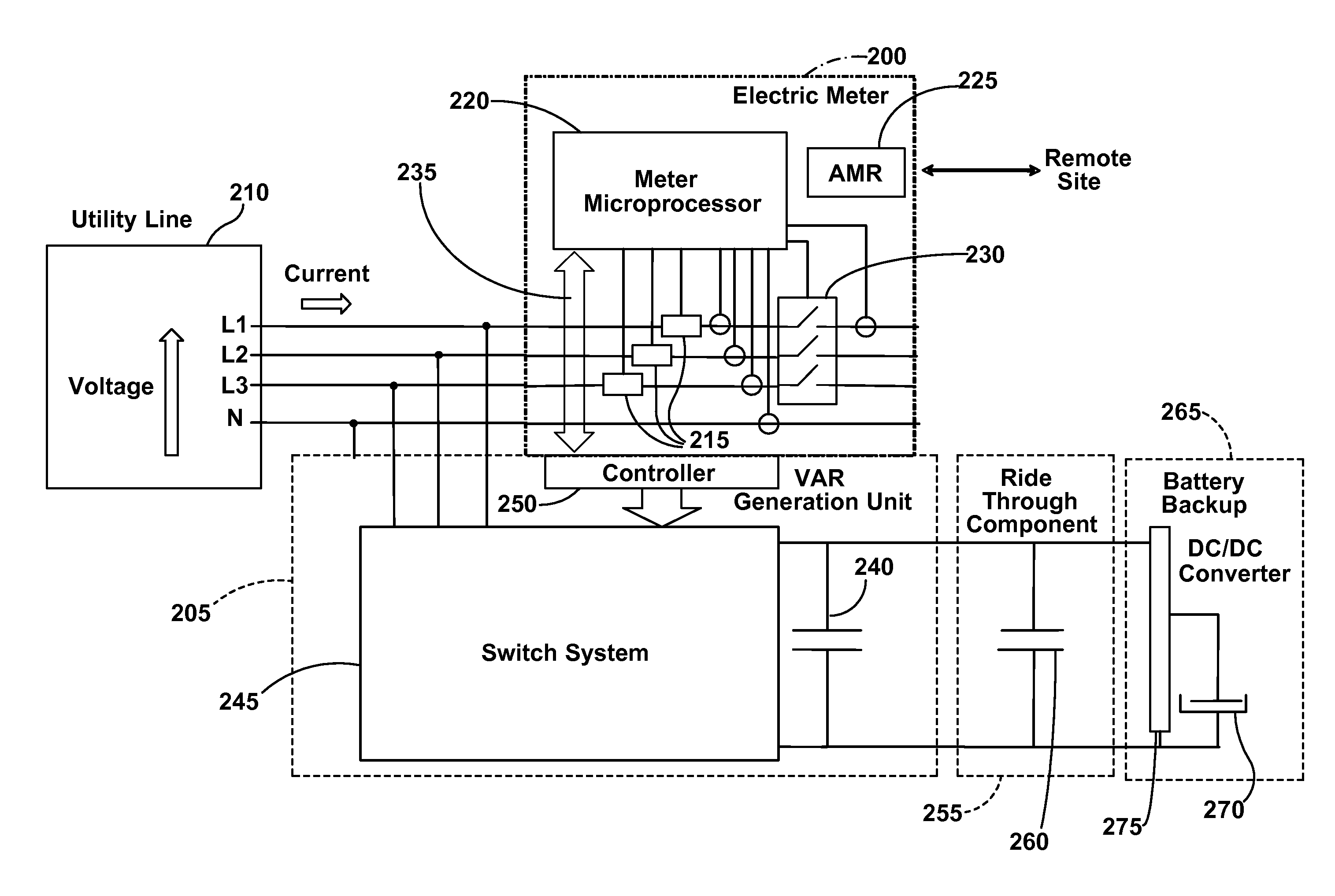 Integrated electric meter with var capability