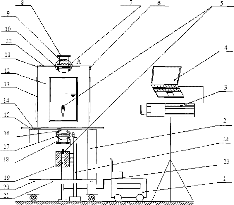 Device for testing underwater high-speed object generated along with supercavity