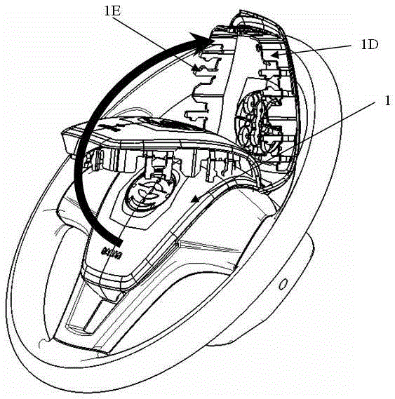 Airbag Trim Cover Flipping Device Installed on Car Steering Wheel