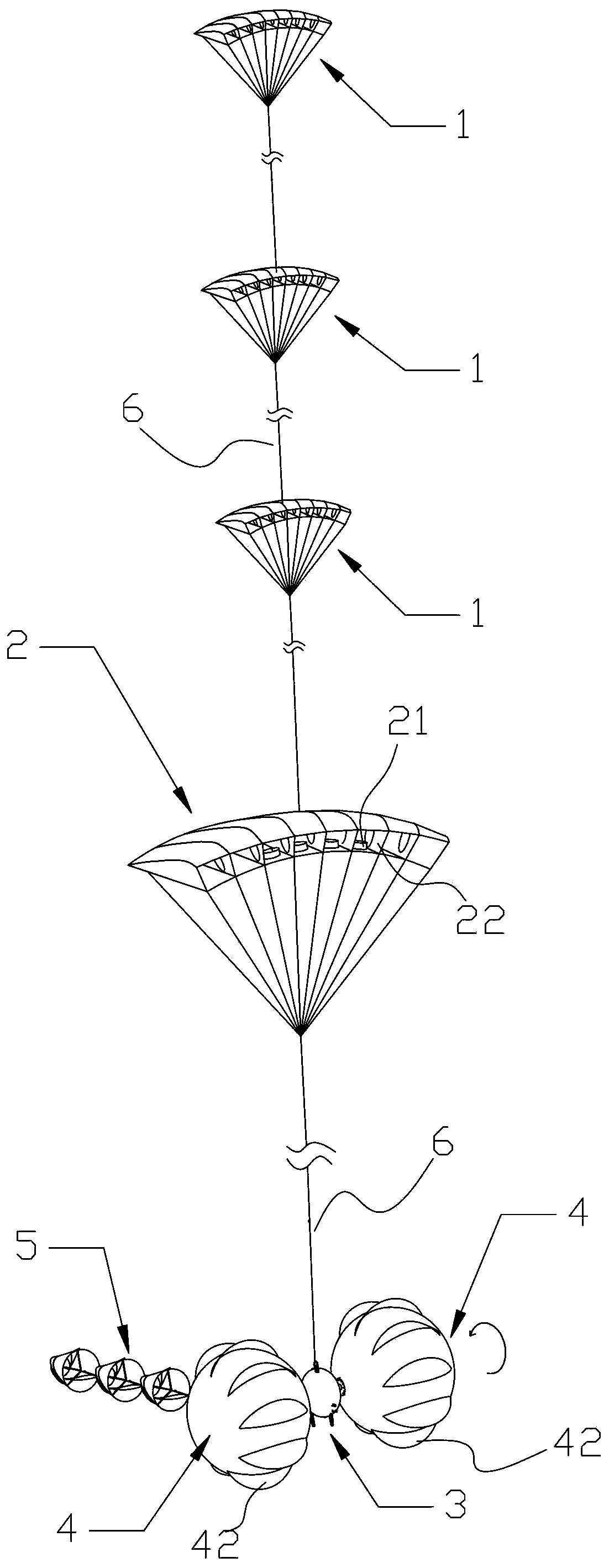 An aerial wind power generation system