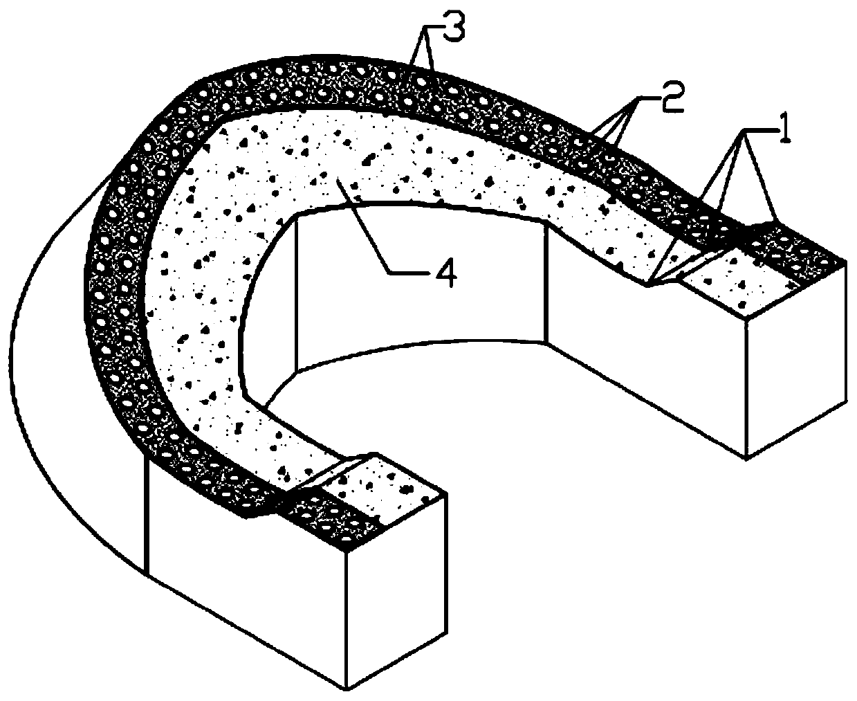 Toll station safety island flexible anti-collision structure based on honeycomb composite material