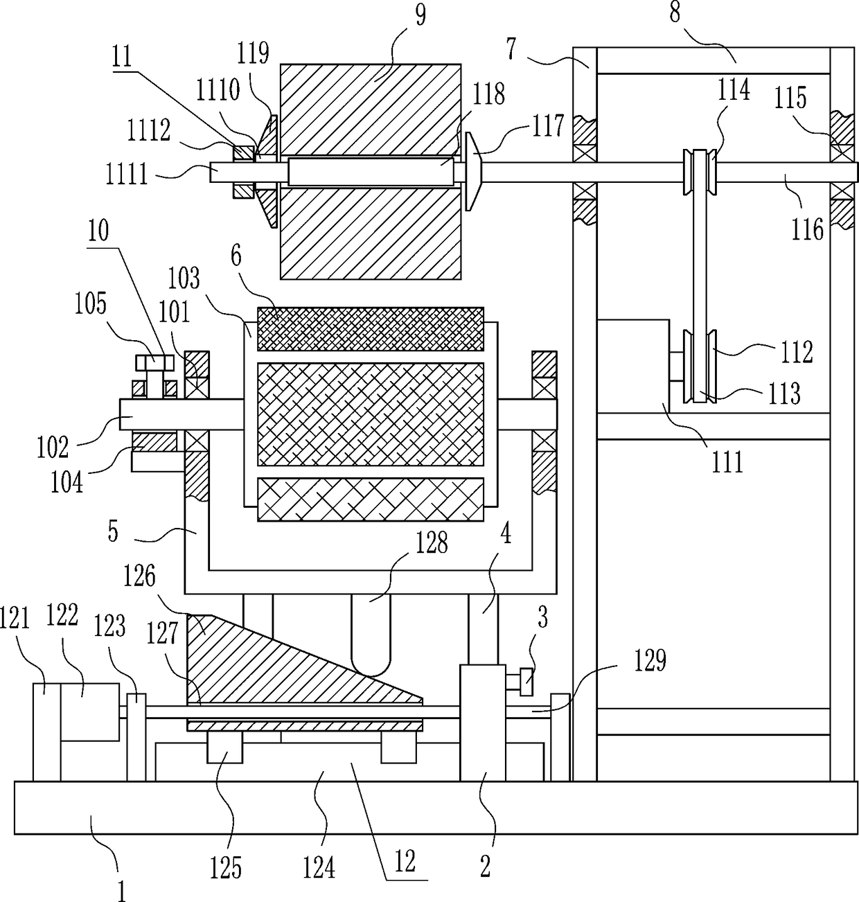 Device for testing wear resistance of rubber material