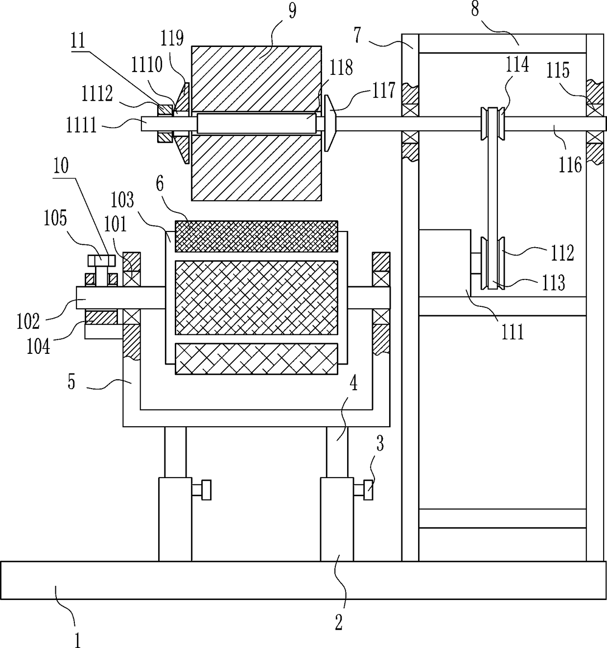 Device for testing wear resistance of rubber material