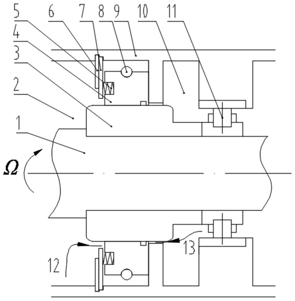 A bearing cavity non-contact graphite sealing structure