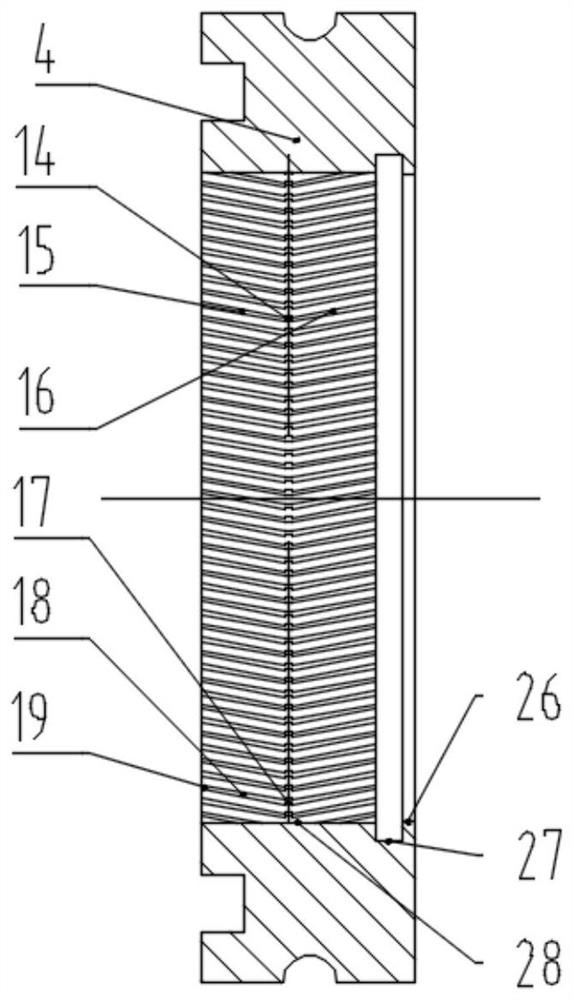 A bearing cavity non-contact graphite sealing structure