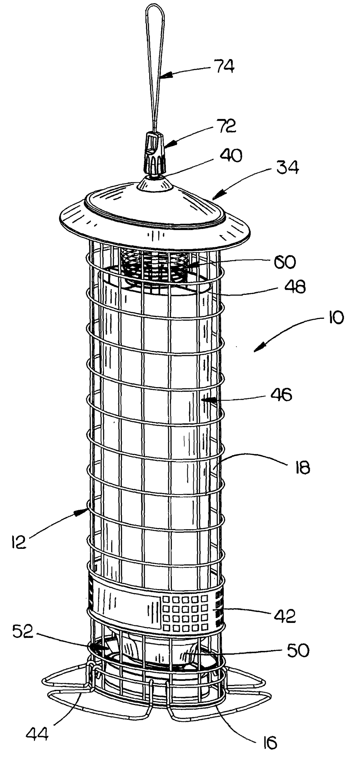 Bird feeder with a one-piece feed container