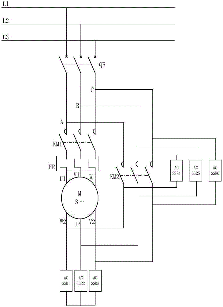 Three-phase induction motor star-delta starter and starting method thereof