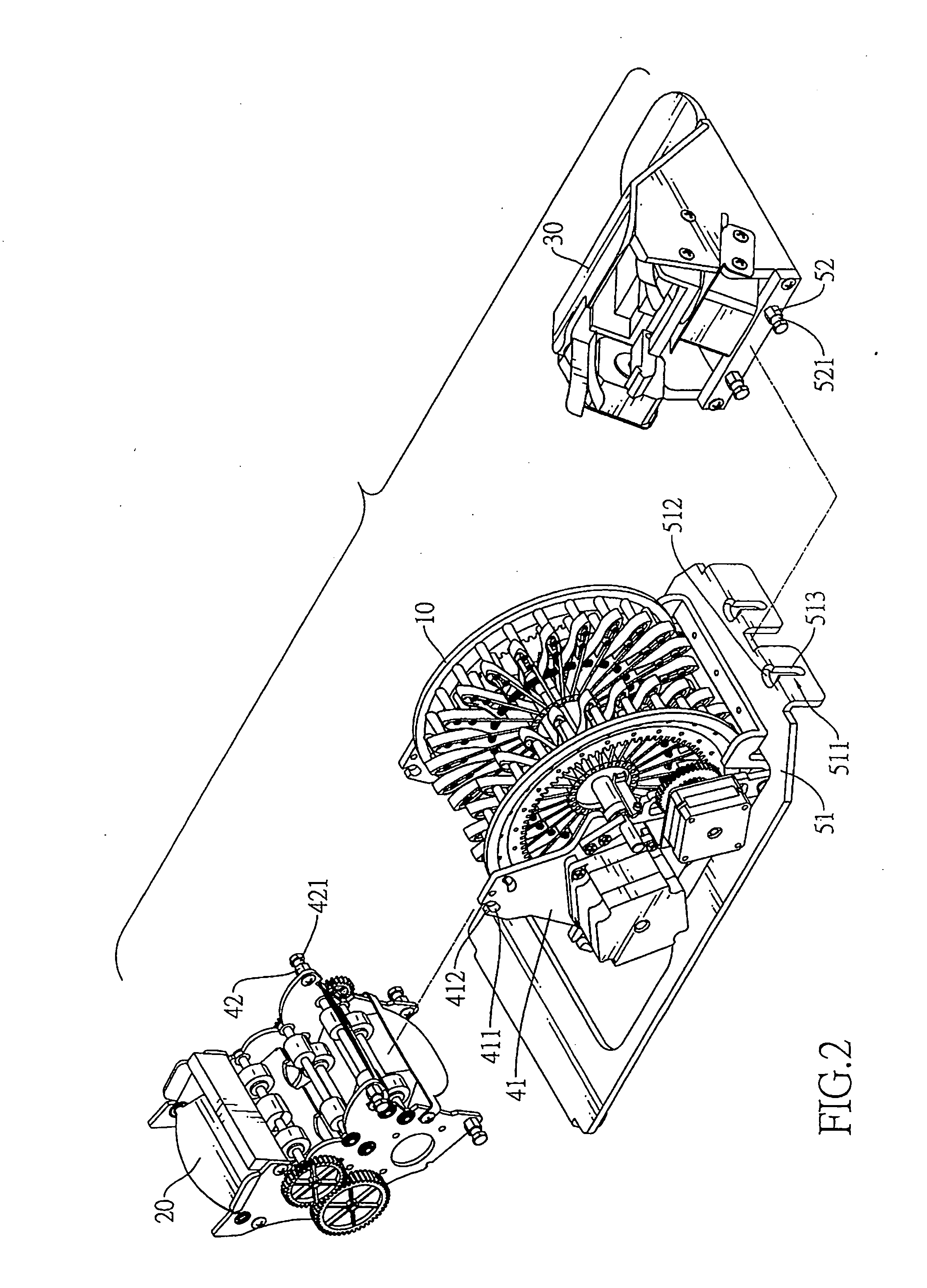 Shuffling machine with a detaching assembly for card input and output