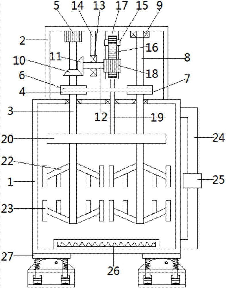Liquid material mixing device for food processing