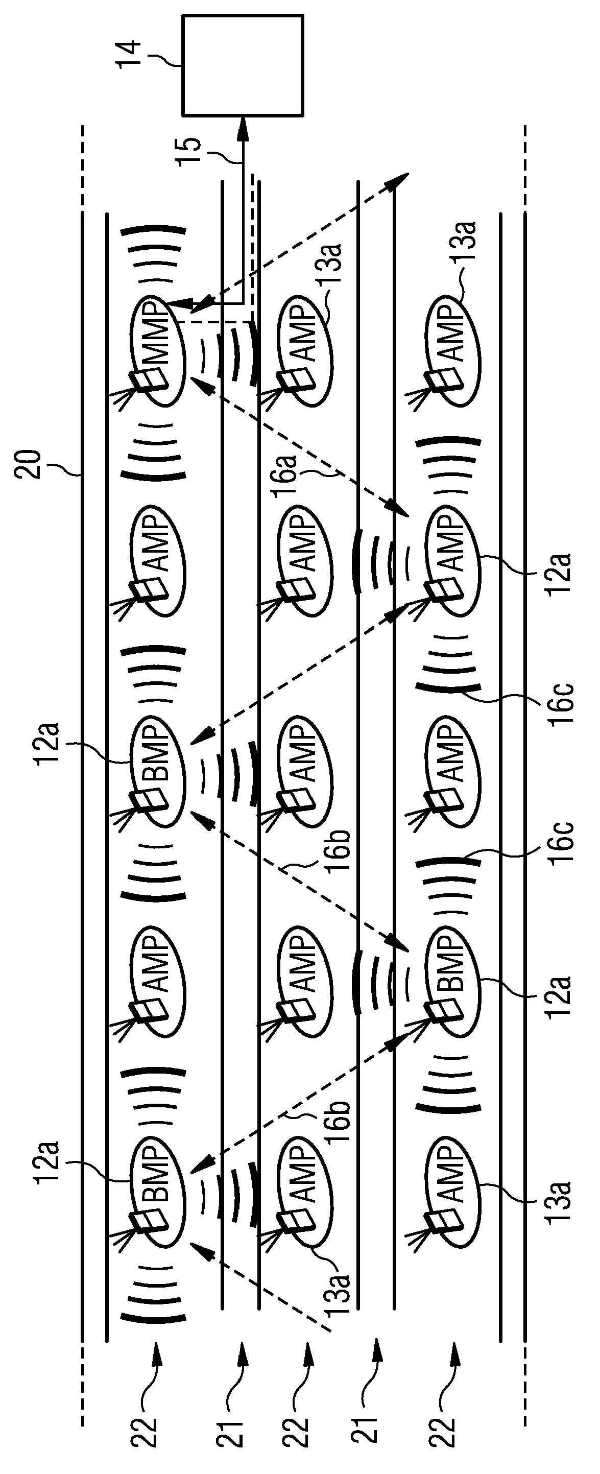 Static mesh network, aircraft and method for data communication