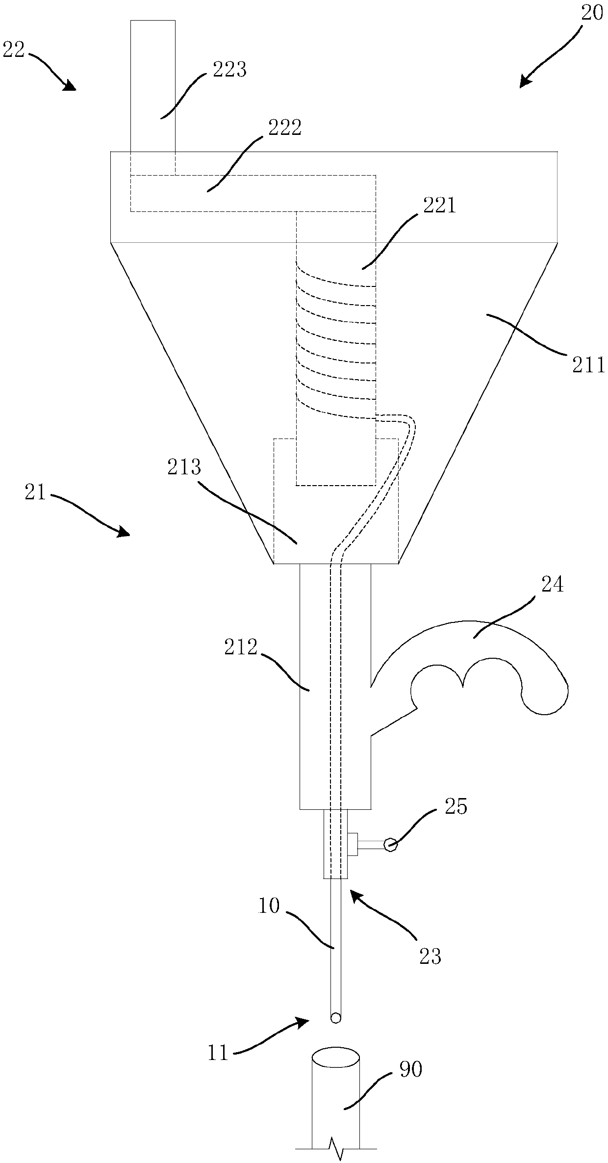 Hand-operated wiring tube threading device and threading method thereof