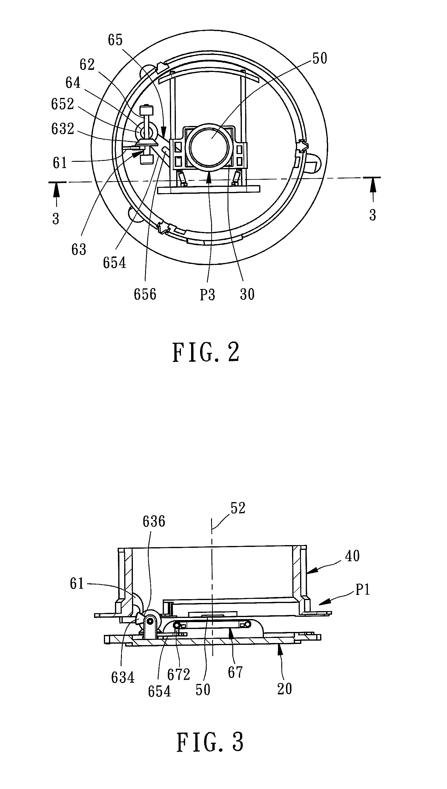 Lens assembly with an image sensor backoff mechanism