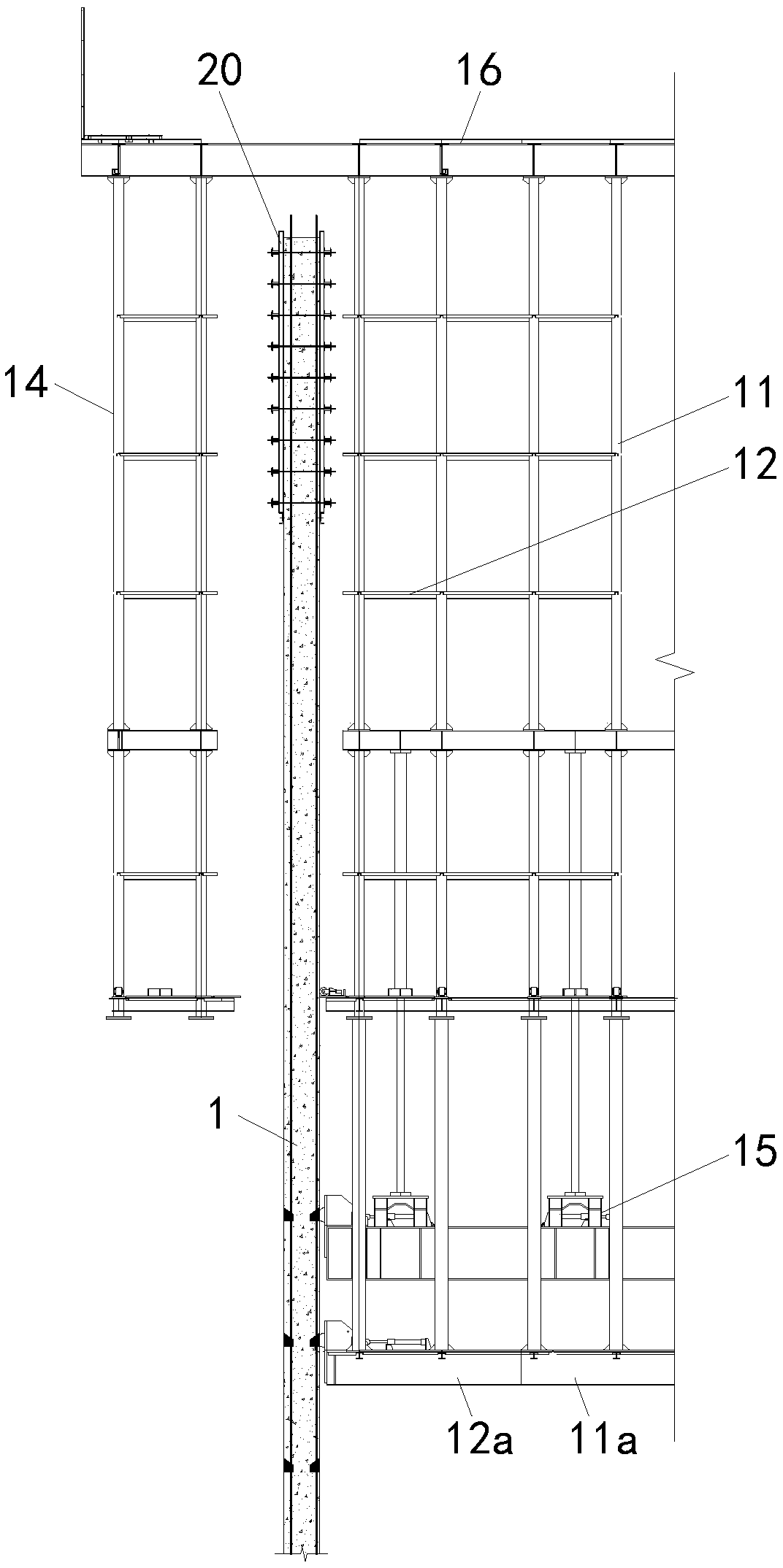 Cylinder frame support type integral steel platform suitable for inclined wall construction and construction method thereof
