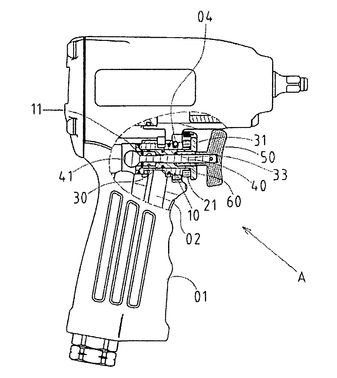 Switchover mechanism for a reversible control valve of a pneumatic tool