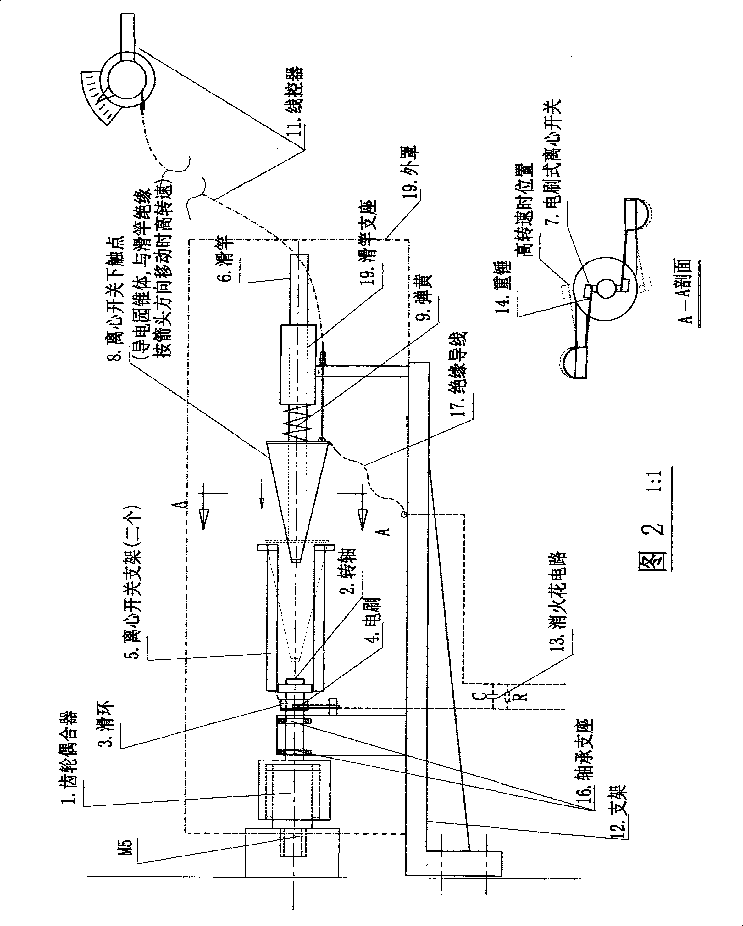 Acentric timing and speed-stabilized motor