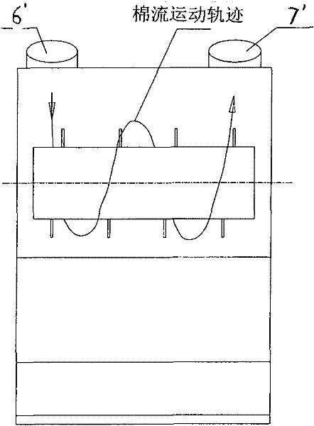 Opening and cleaning method for axial flow opener for opening picking or blowing carding process and special composite beater device thereof