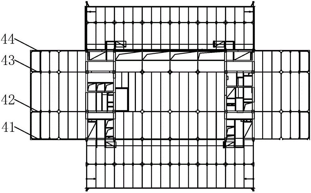 Large-cantilever steel frame structure with pull rod and construction method thereof