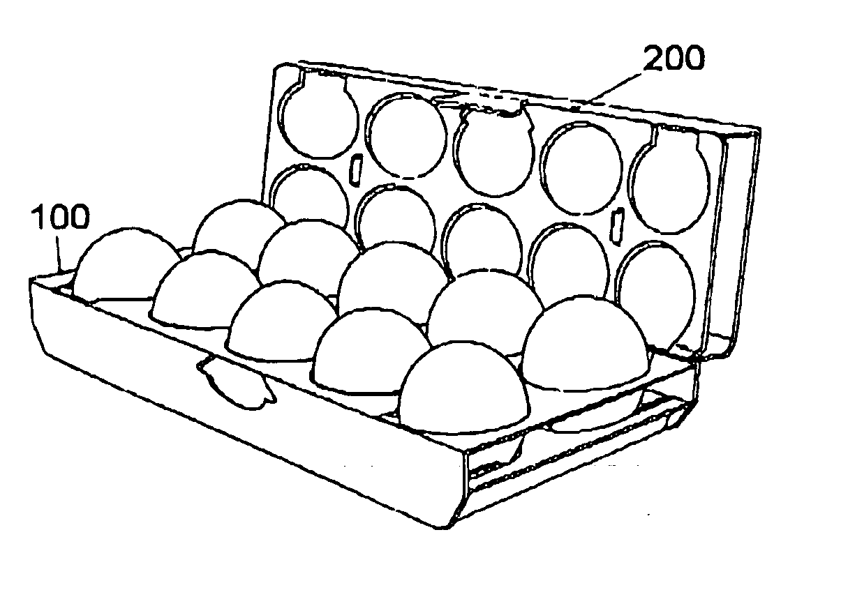 Egg packing container using paperboard