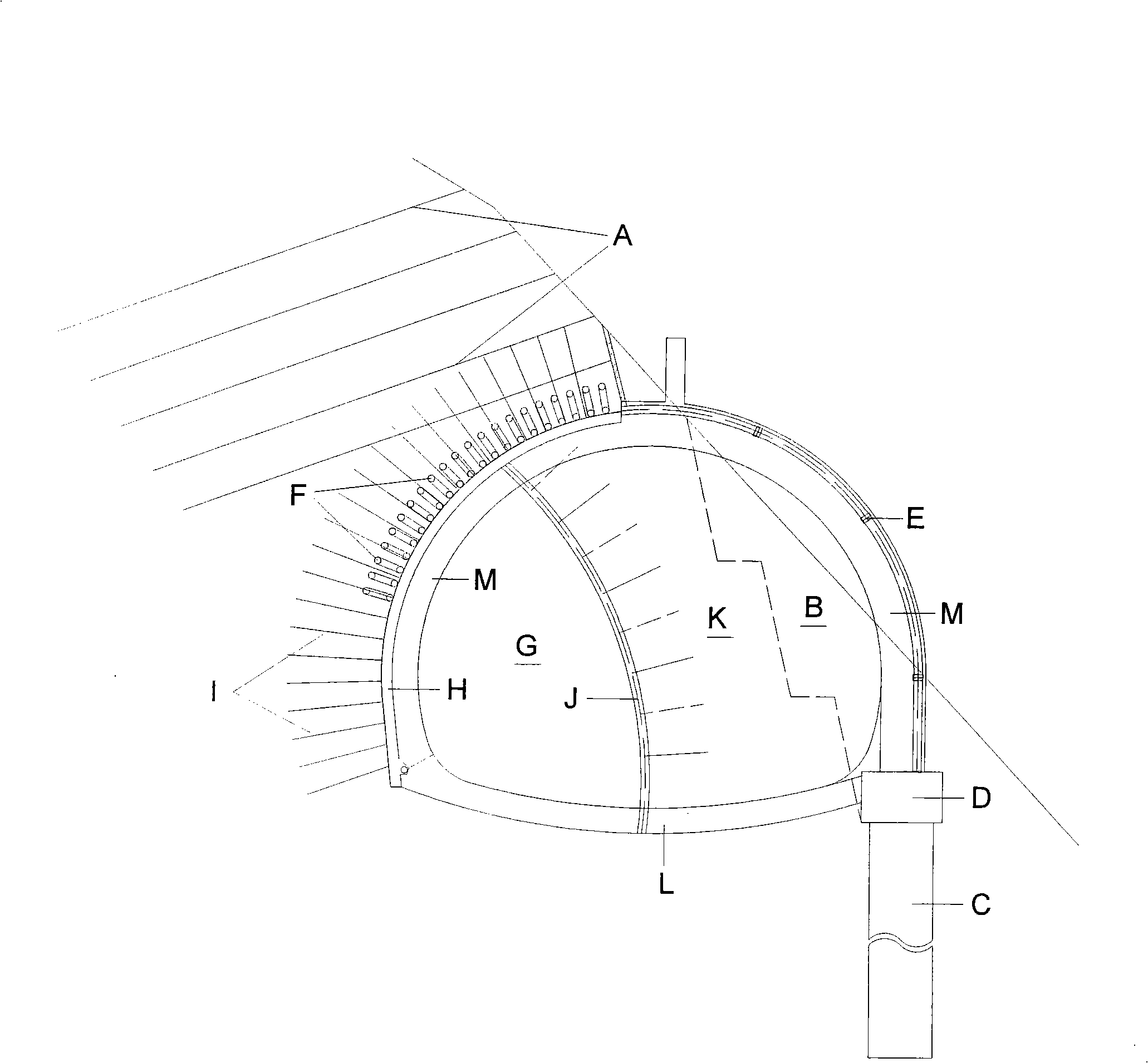 Construction method of pervious rib type arch beam tunnel