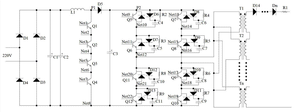 Double-boosting high-voltage pulse power supply