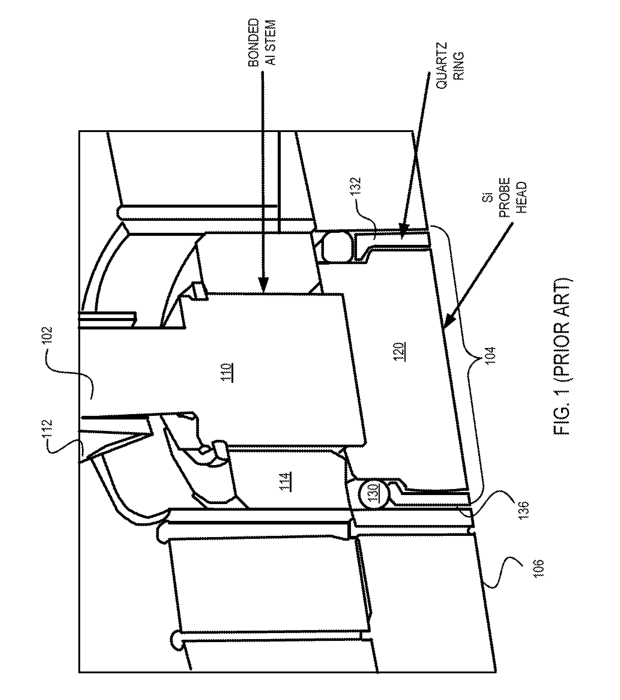 Plasma-facing probe arrangement including vacuum gap for use in a plasma processing chamber