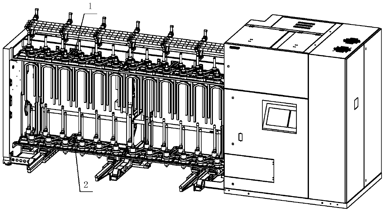 Upper and lower spindle rail tape transmission device for roving frames and roving frame