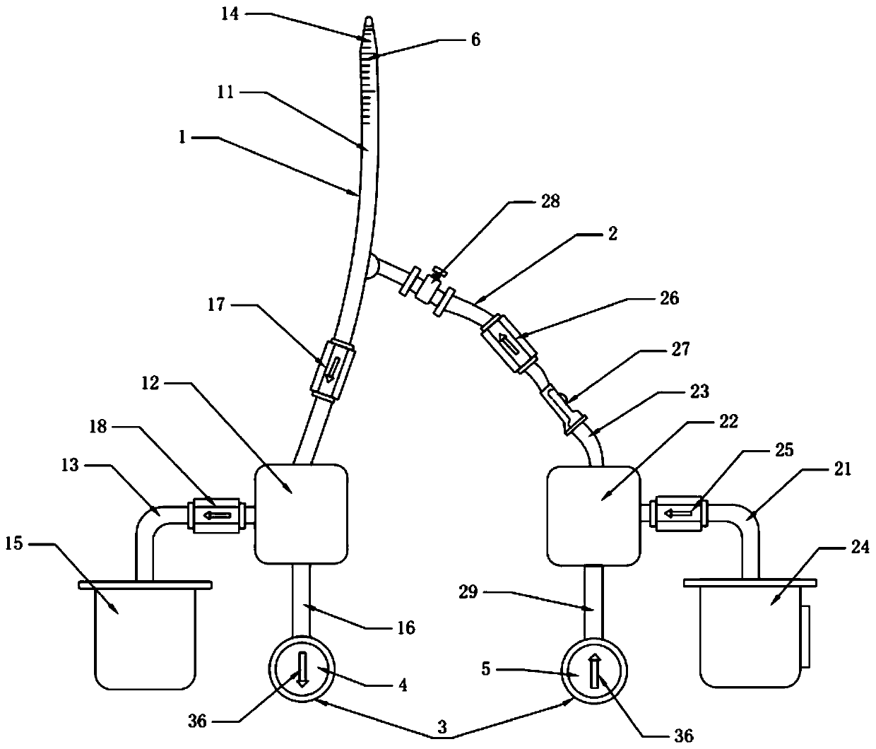 Enema device with suction function