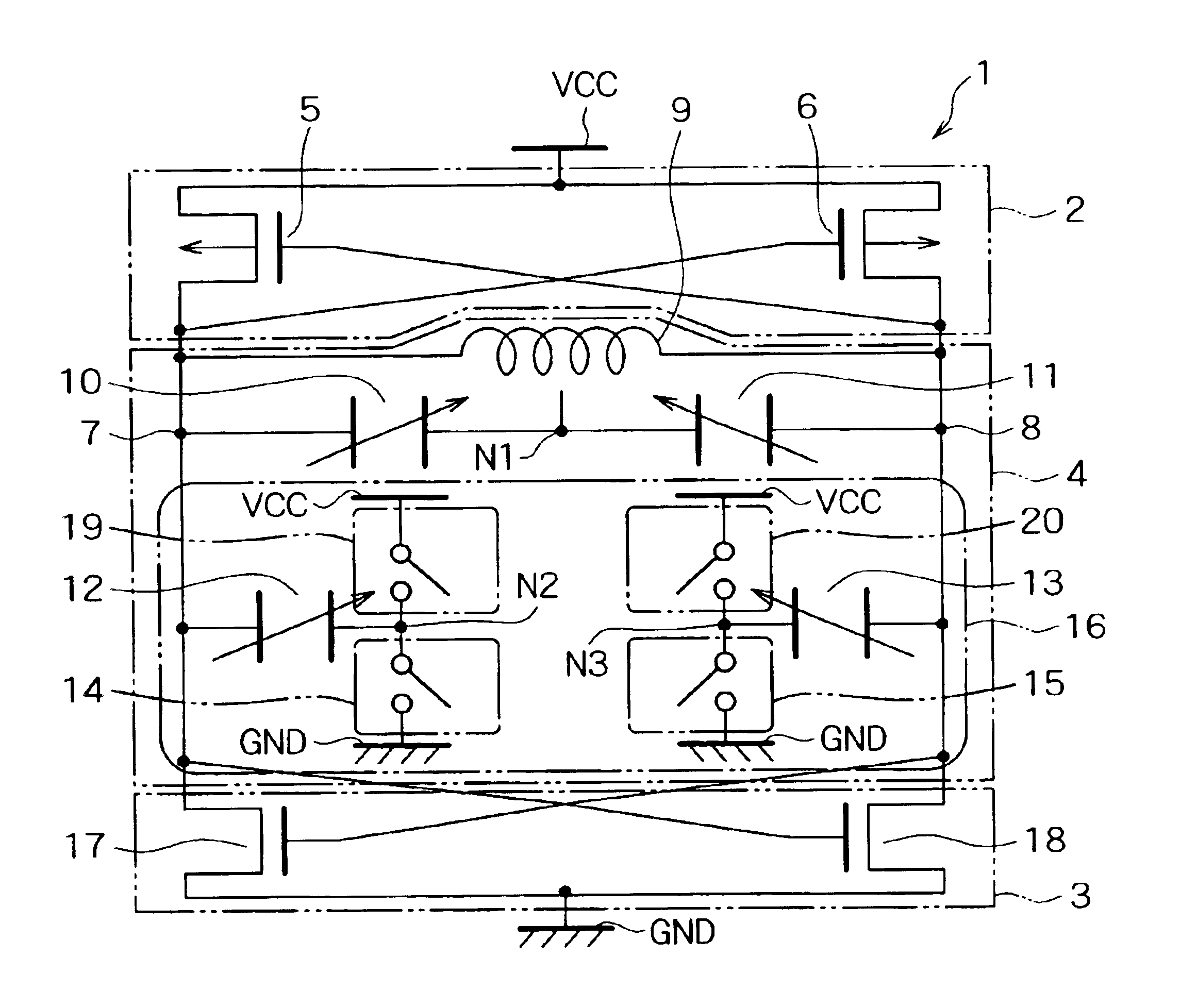 Voltage controlled oscillator with switched tuning capacitors