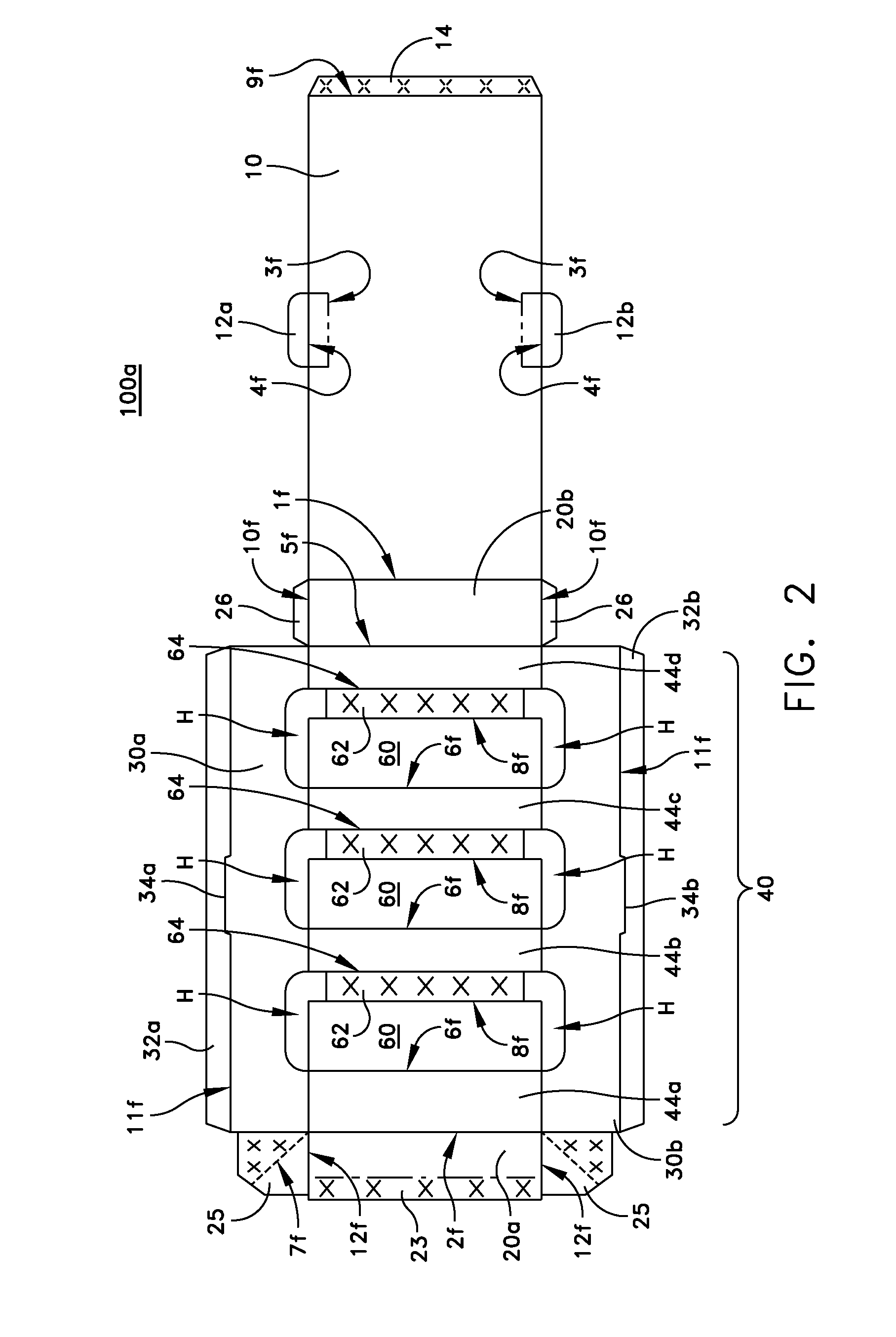 Folded and glued display container having integral shelf elements