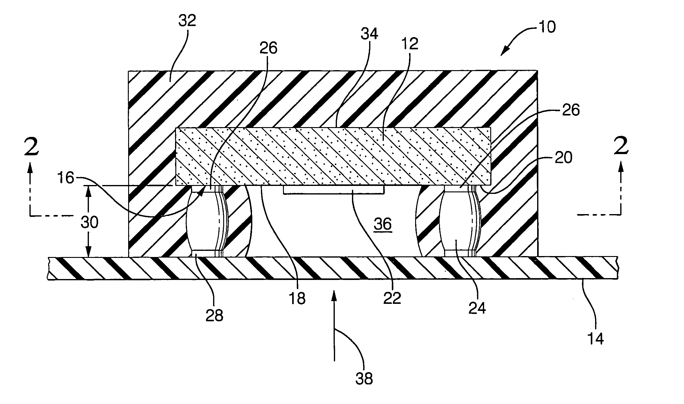 Microelectronic assembly with underchip optical window, and method for forming same