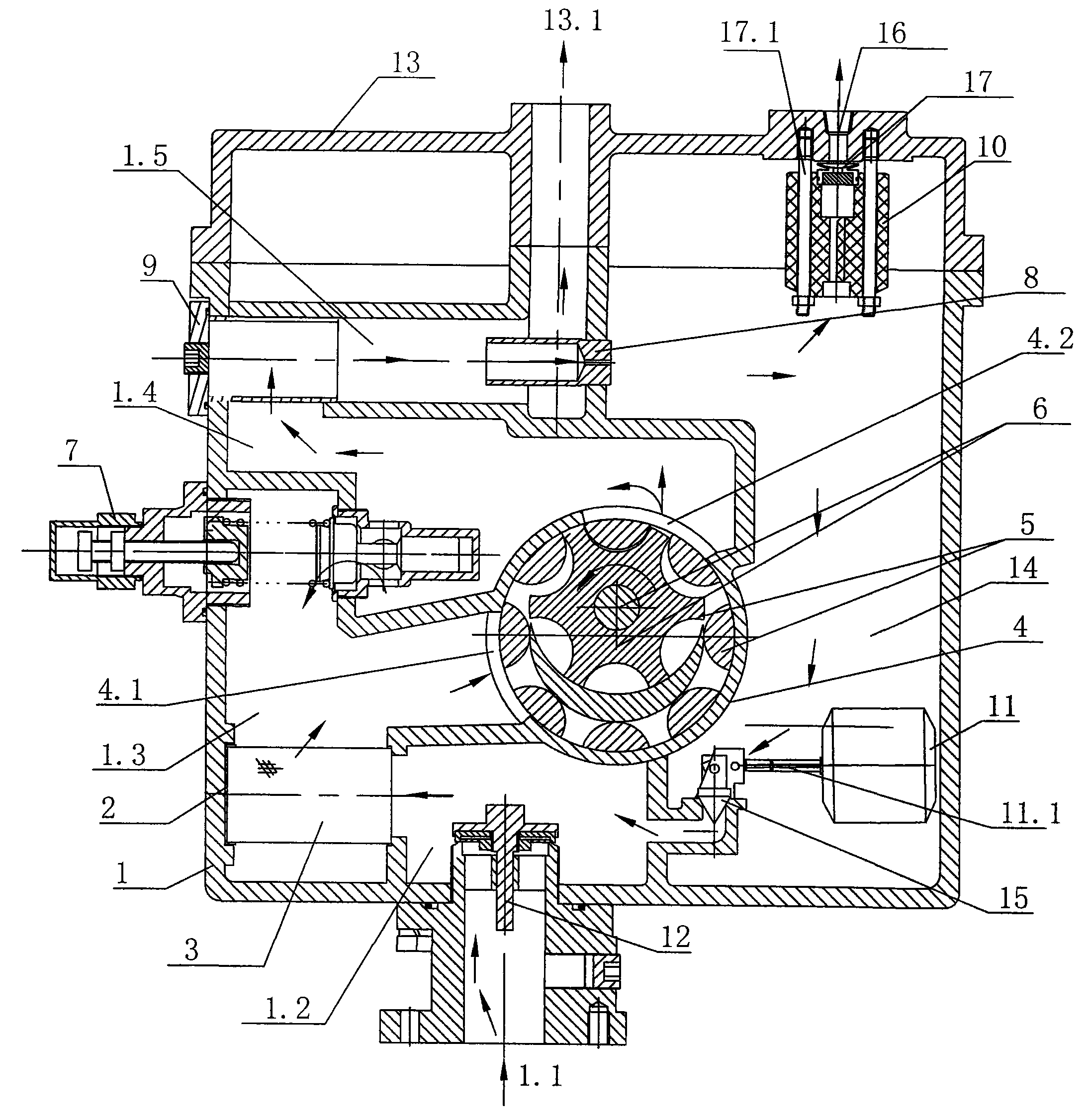 Oil-gas separation circular arc type inside engaged gear combined oil pump