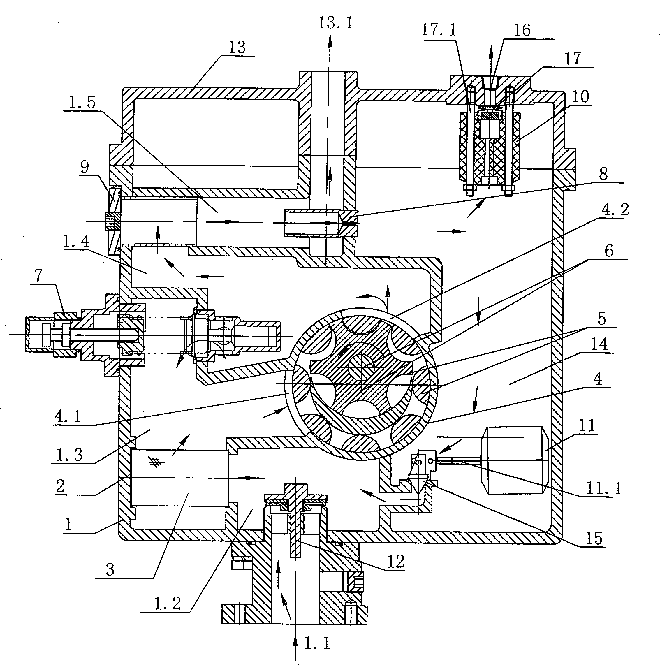 Oil-gas separation circular arc type inside engaged gear combined oil pump