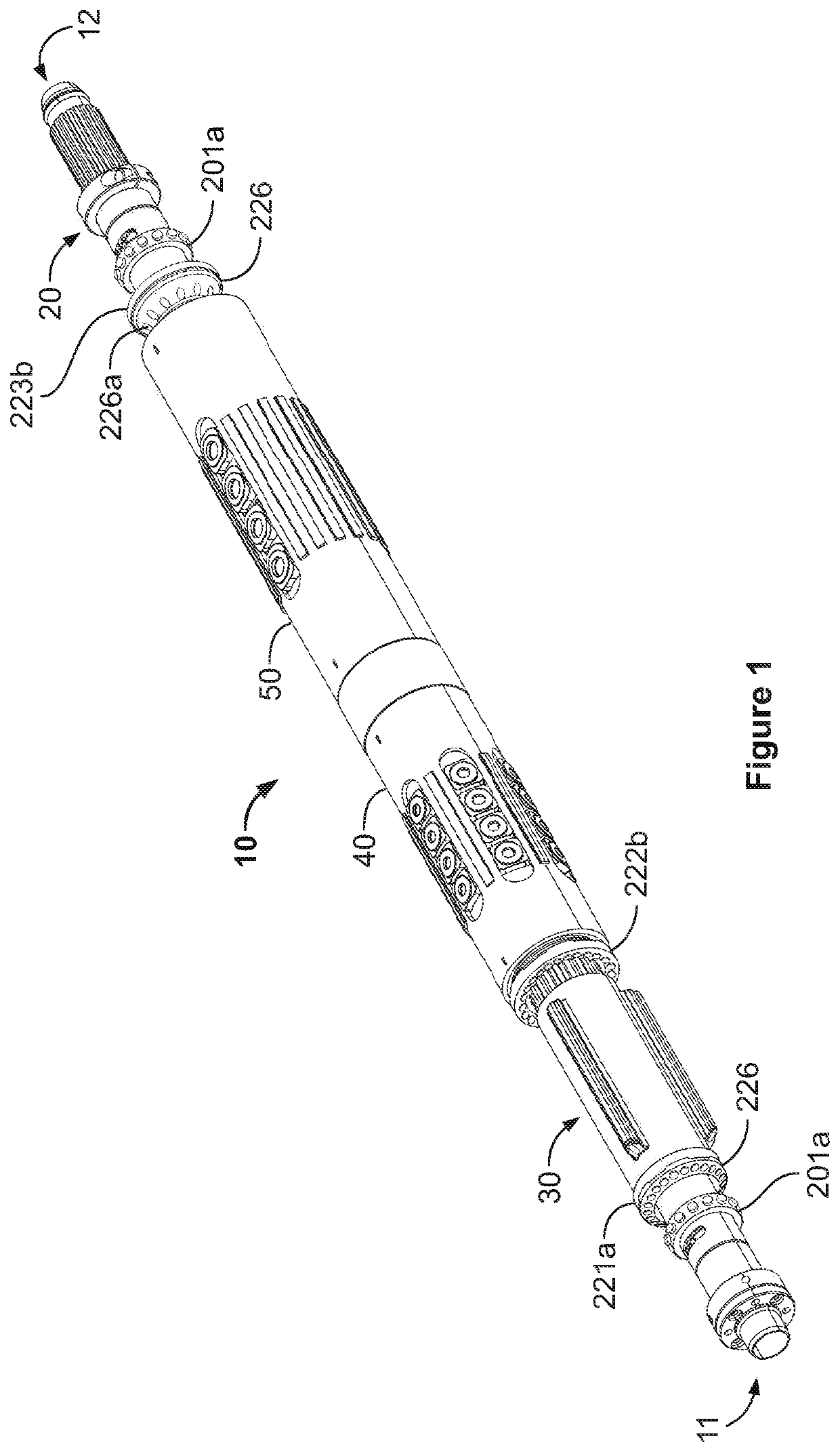 Fluid-powered linear motor with rotary pistons and motion rectifier and synthetic diamond bearing assemblies