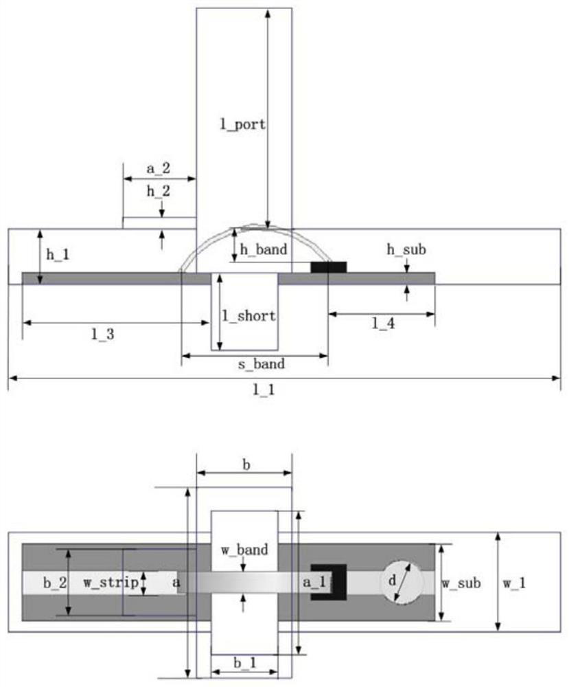 Waveguide-microstrip conversion structure in terminating capacitor arc probe form