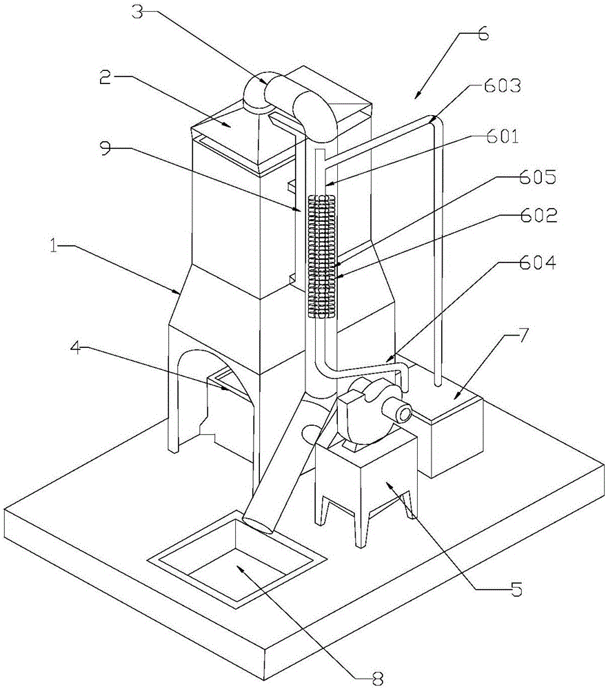 Quenching smoke-removing device with vertical low-resistance cooling system