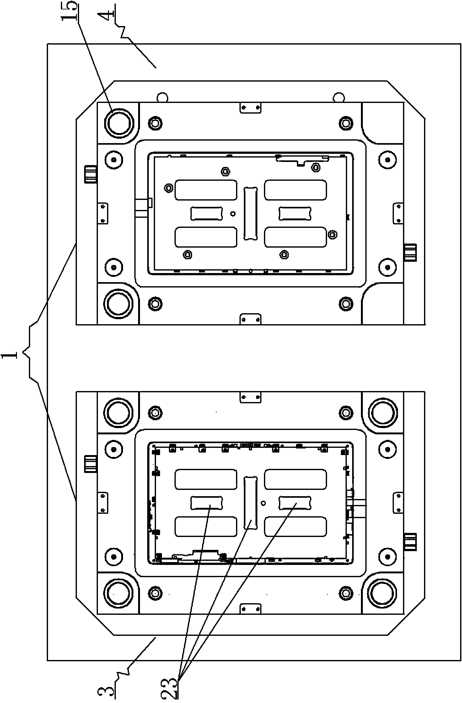 Double color injection mold for front frame of computer