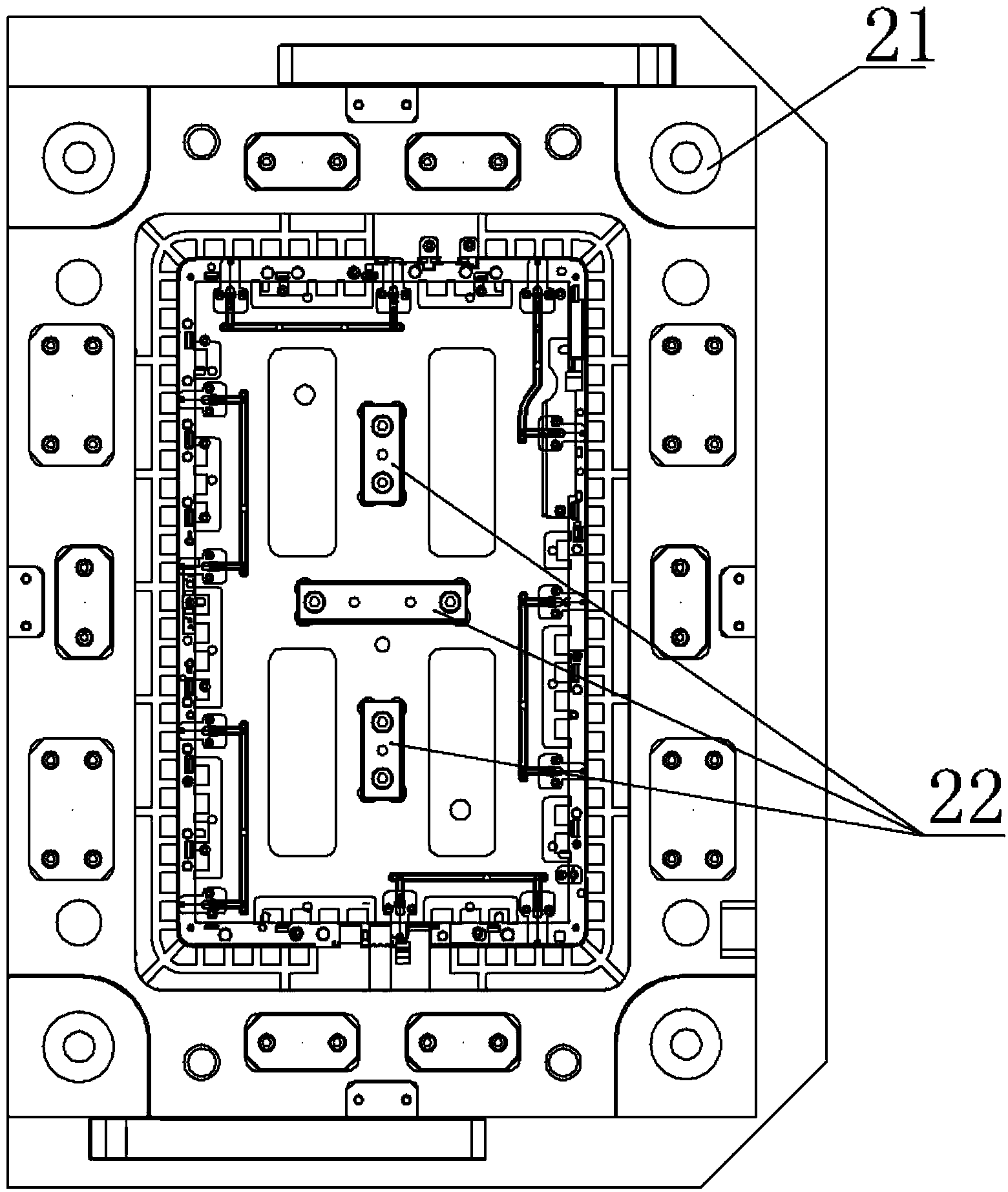 Double color injection mold for front frame of computer