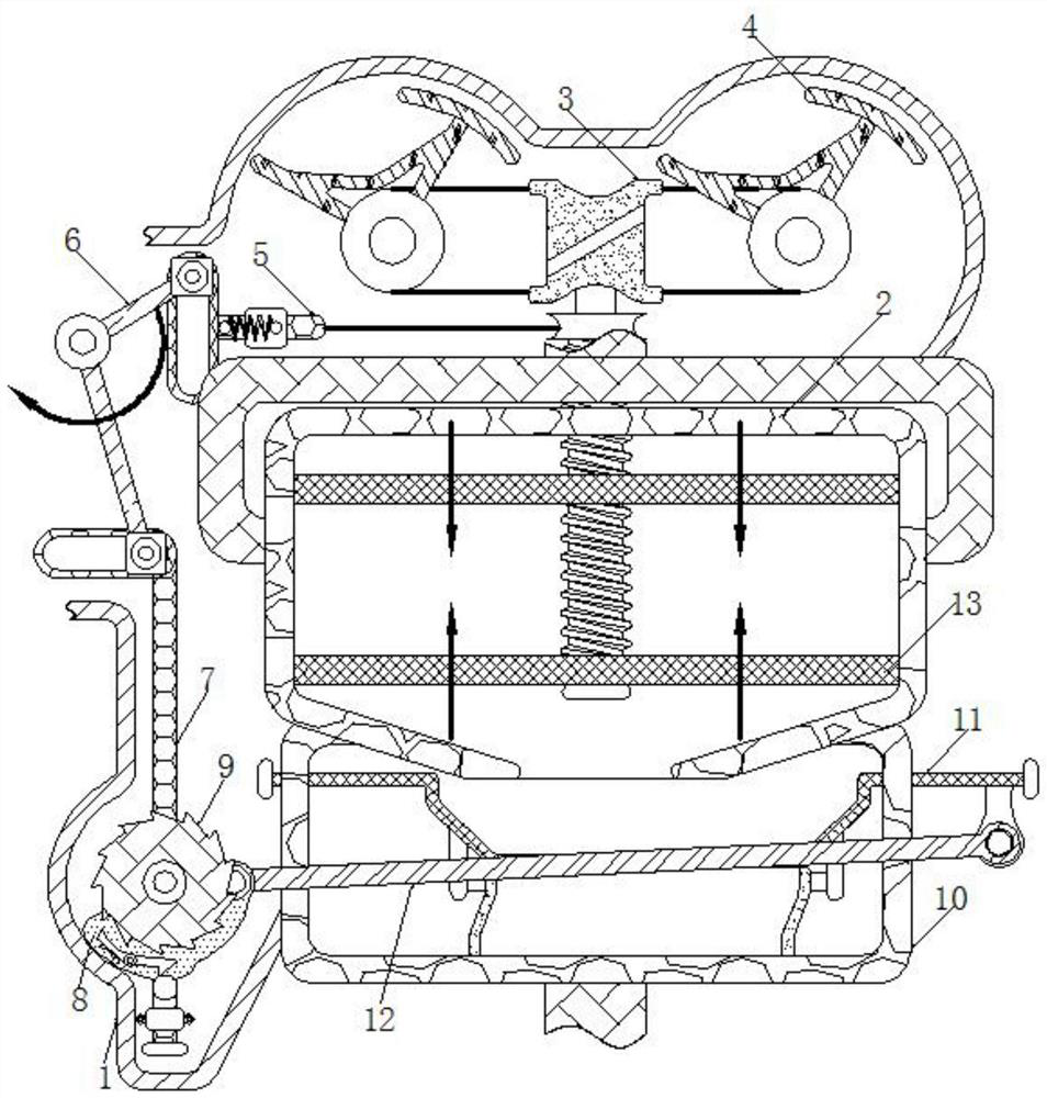 Milk powder filling auxiliary device for solving problem that caked powder blocks filling part