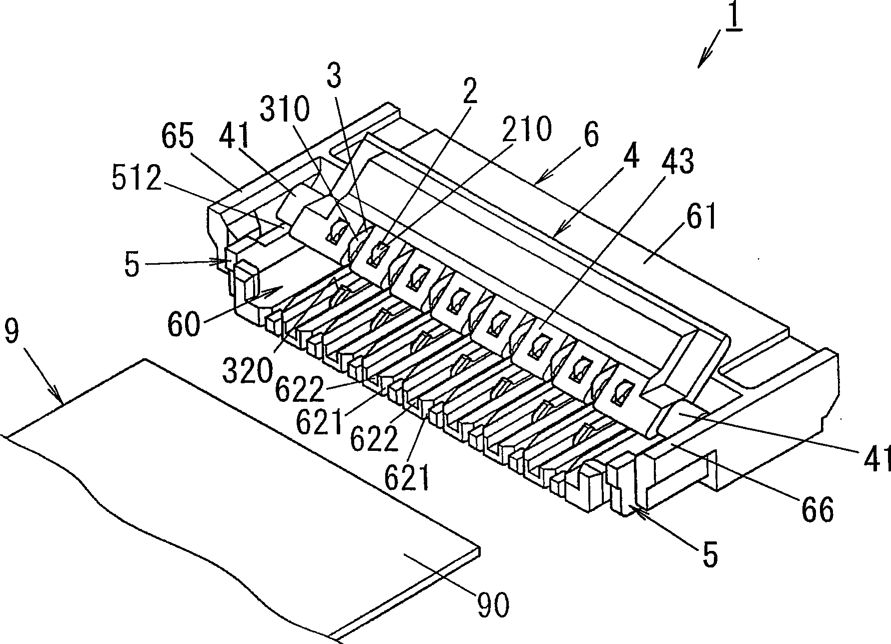 Connector for flat terminal