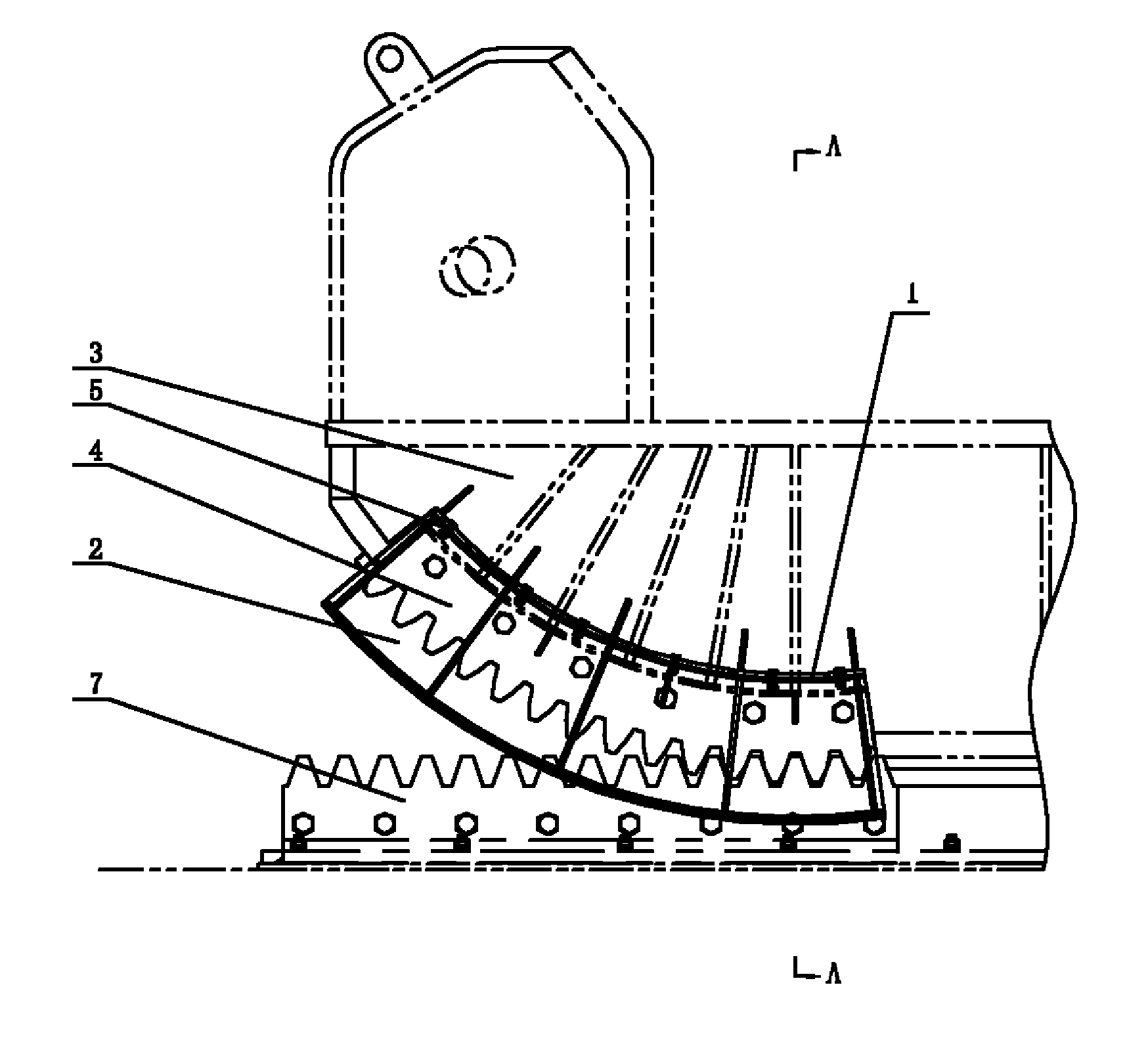 Rack and gear-ring protecting cover structure of dumping vehicle