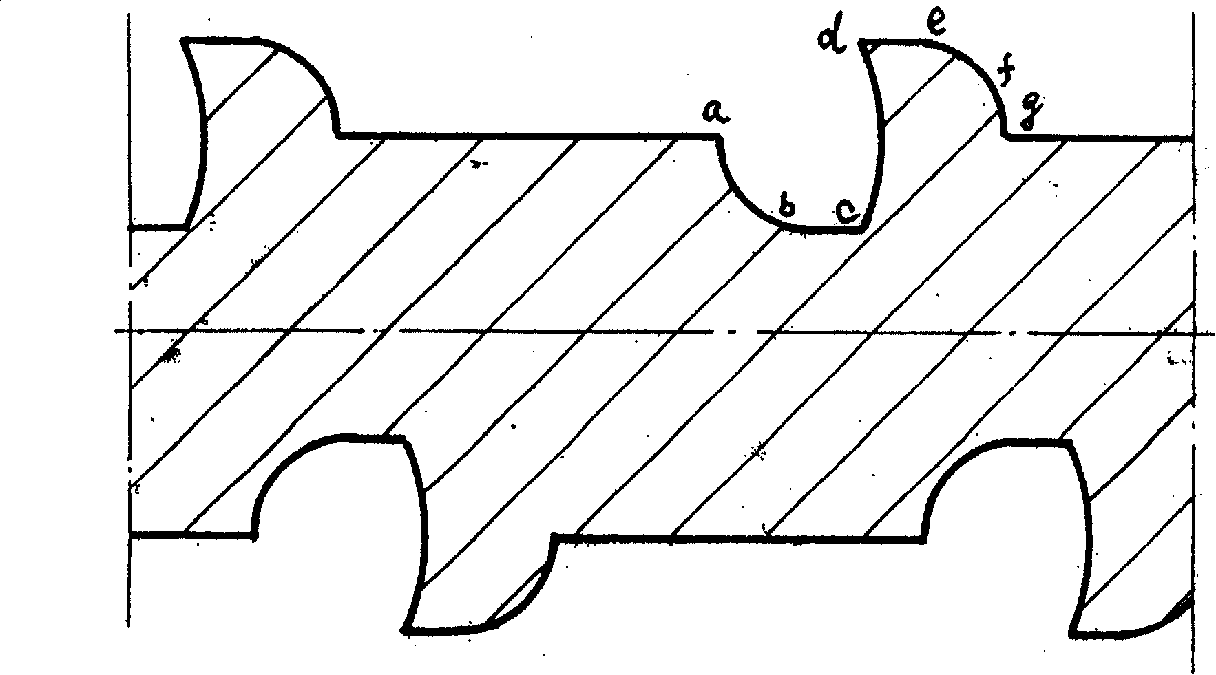 Arc screw tooth shape of large flow double screw pump