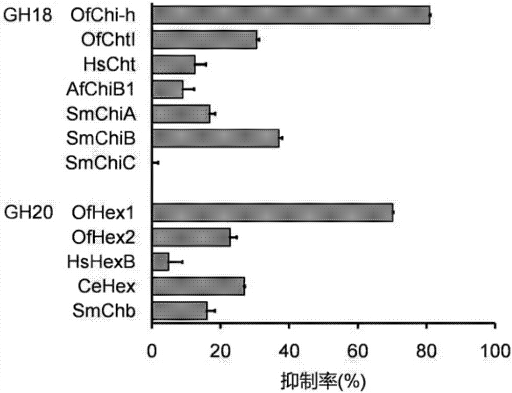 Inhibitor and application thereof in inhibiting chitinase and hexosaminidase activity