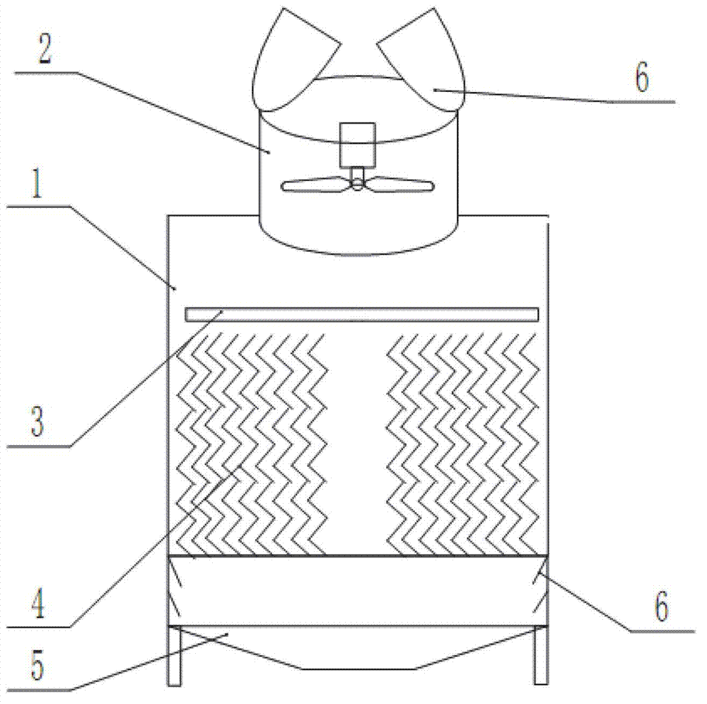 Cooling tower with hinge baffles