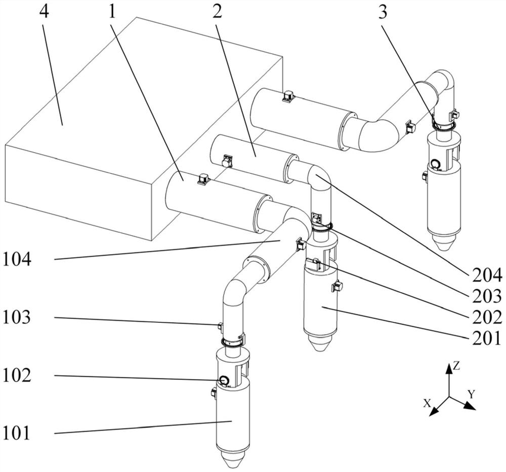 Quick positioning multi-airflow beam coupling device for assisting welding process