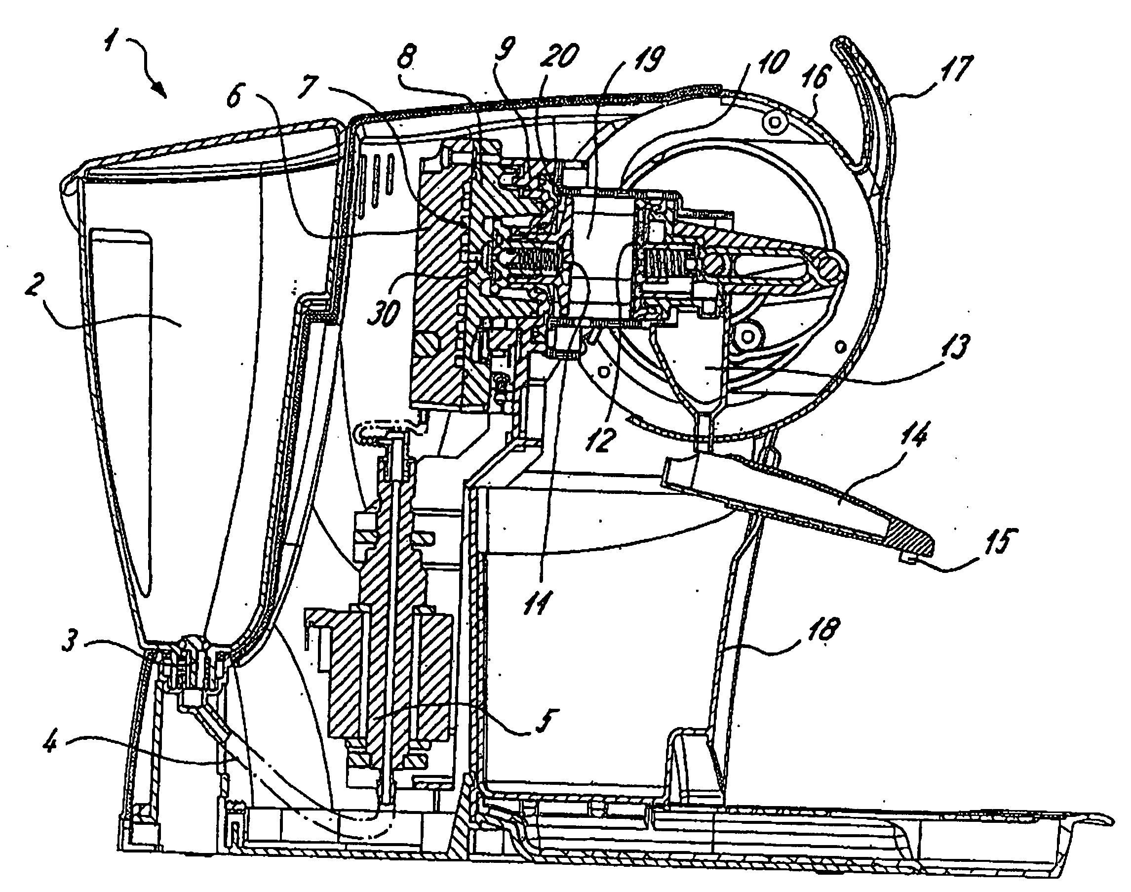 Brewing apparatus for a coffee machine