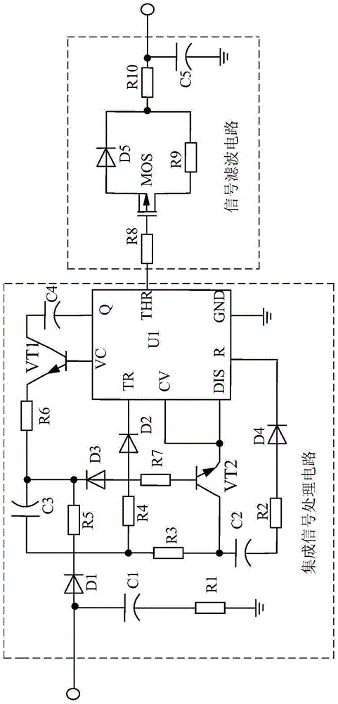 Energy-saving control system based on compound band-pass filtering and amplifying circuit and used for range hood