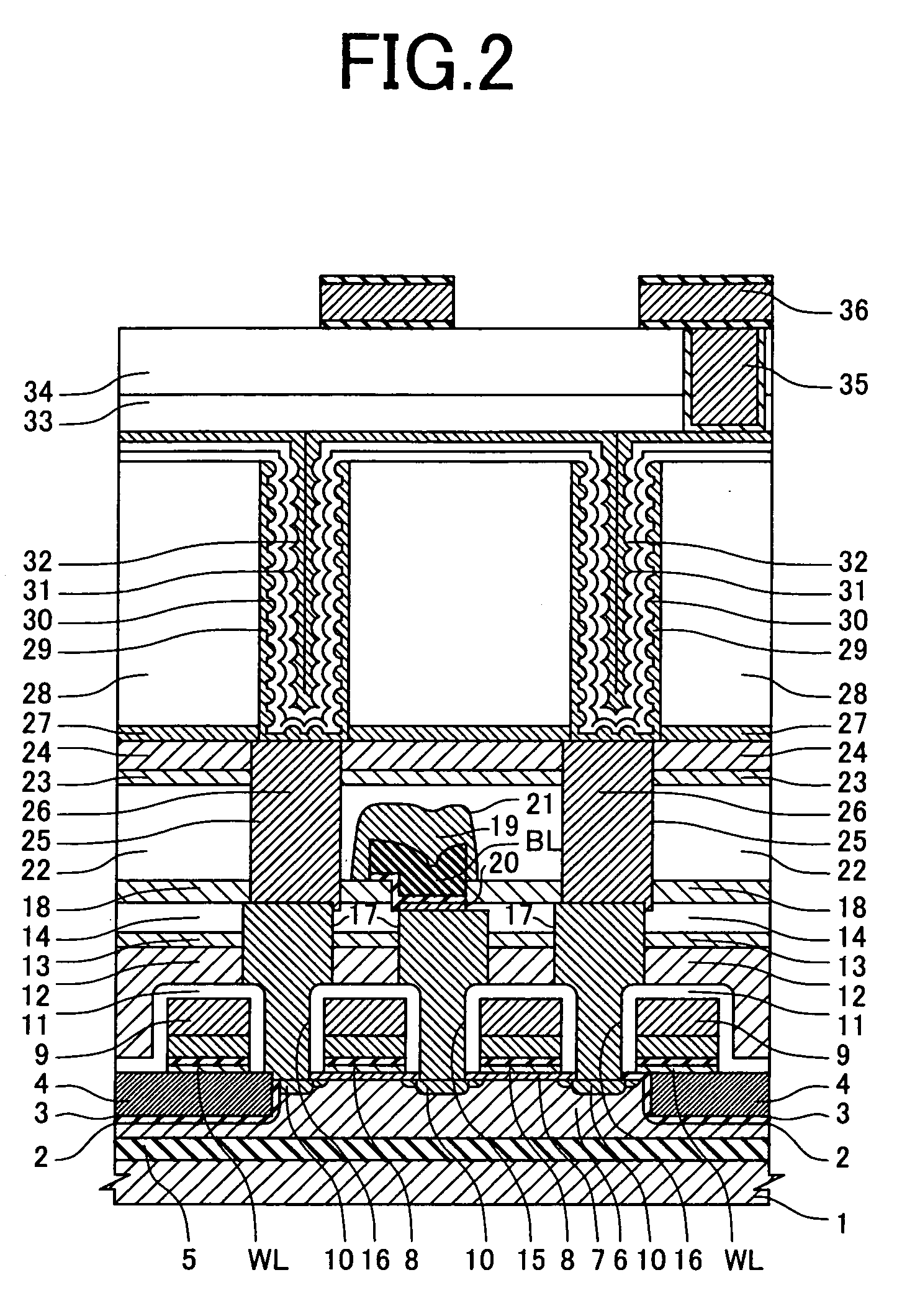 Capacitive electrode having semiconductor layers with an interface of separated grain boundaries