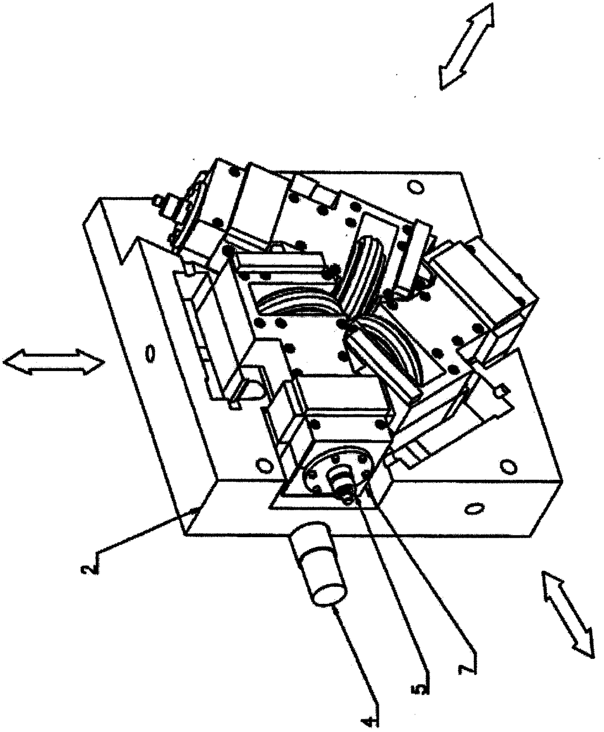 A two-stage lateral transmission three-roll rolling mill