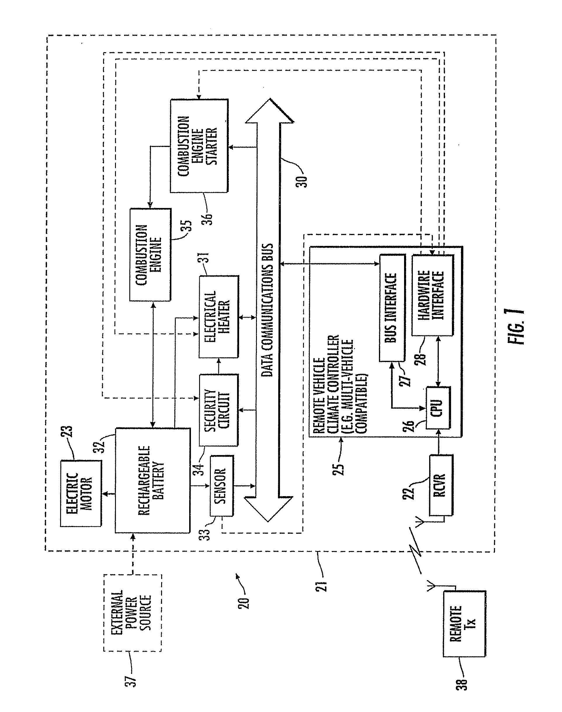 Remote climate control device including electrical heater for a hybrid vehicle and associated methods